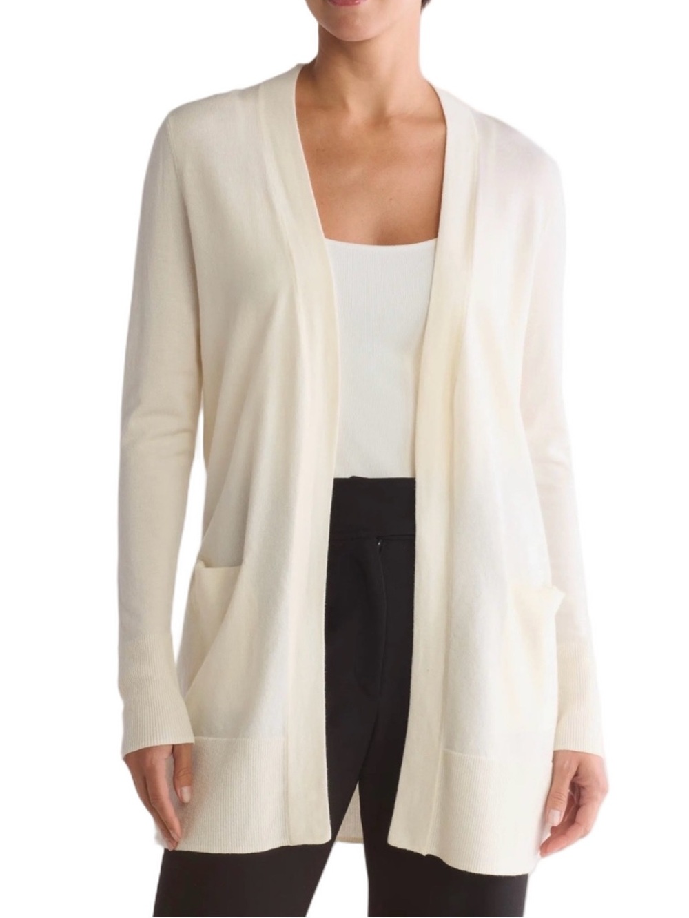 Caslon Everyday Open Front Merino Wool Blend Cardigan Sweater - Size M, NWT